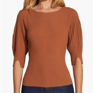 Favorite Daughter Helen Rib Top Brown Rust Size Large